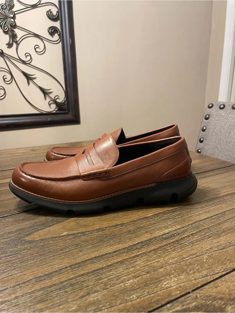 Cole Haan Men's Brown Leather Penny Loafers